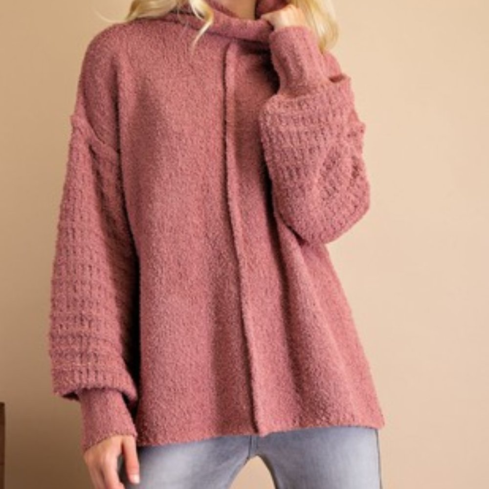 1.4.3. Story by Line Up Dusty Rose Textured Knit Sweater